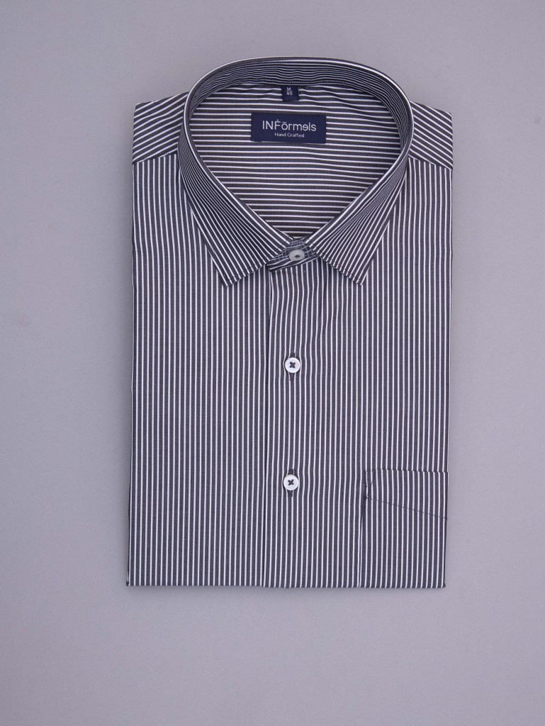 Anchor grey white poplin stripe shirt