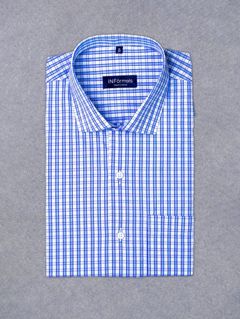 Asher white blue checkered shirt