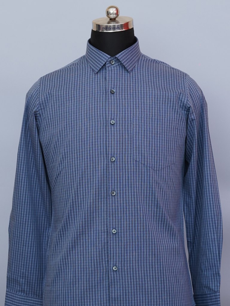 Blue Horizon Grid Grey Blue Checks Shirt