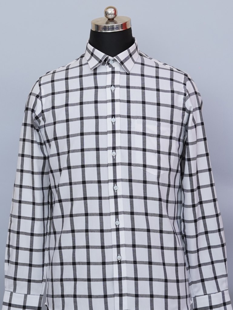 Monochrome Classic Black Checks White Shirt