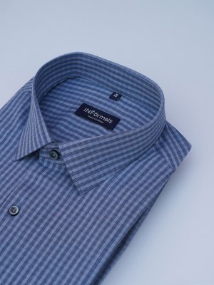 Blue Horizon Grid Grey Blue Checks Shirt
