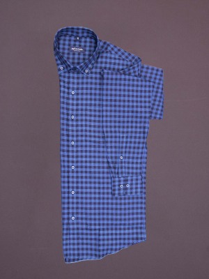 Deep blue sea checkered button down shirt