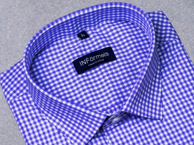 Romano purple white gingham checks shirt
