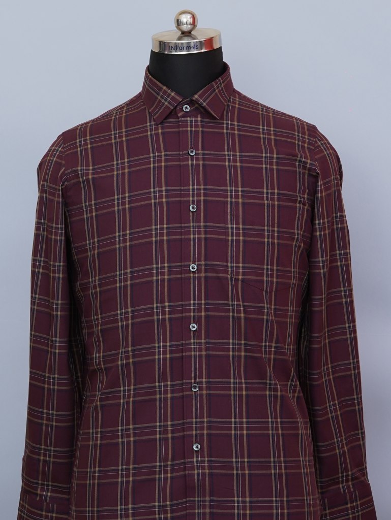 Maroon Mocha Mirage Checks Shirt