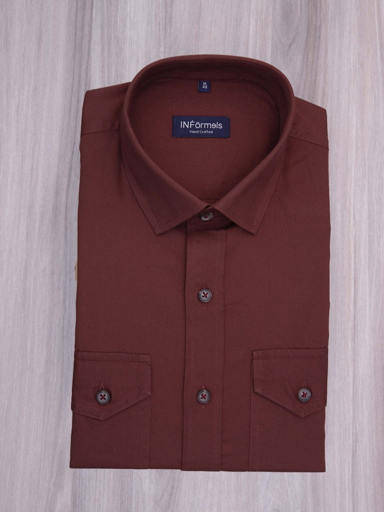 Merlot Marvel Burgundy Twill Casual Shirt