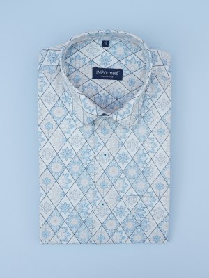 Aqua Delight Blossoms satin printed shirt