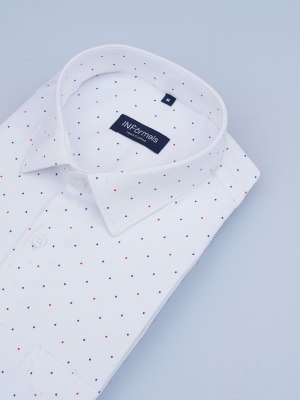 Snowfall Jubilee White dobby Red Blue Polka Dot Shirt